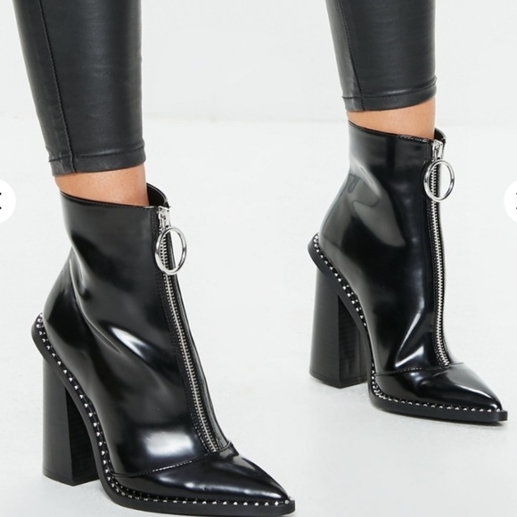 Missguided Shoes - Missguided zip front ring pull boots Missguided Shoes - Missguided zip front ring pull boots